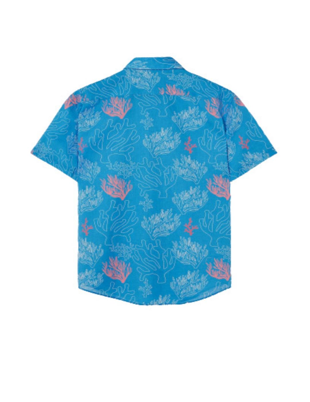 Camisa Crocquer estampado corales manga corta