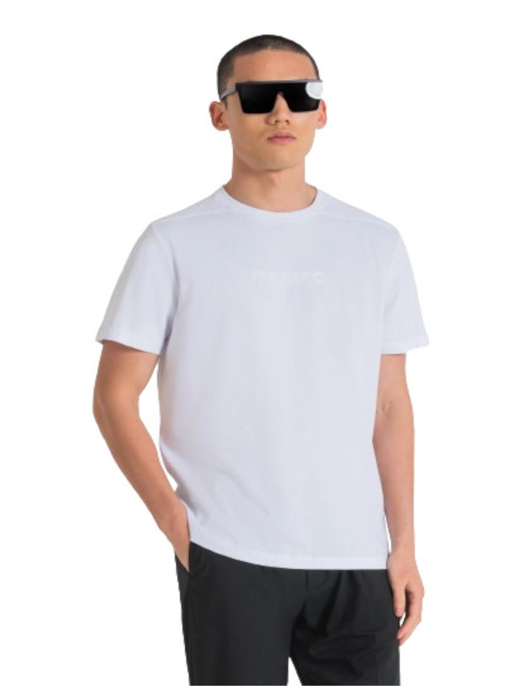 Camiseta Antonio Morato algodon logo relieve beige