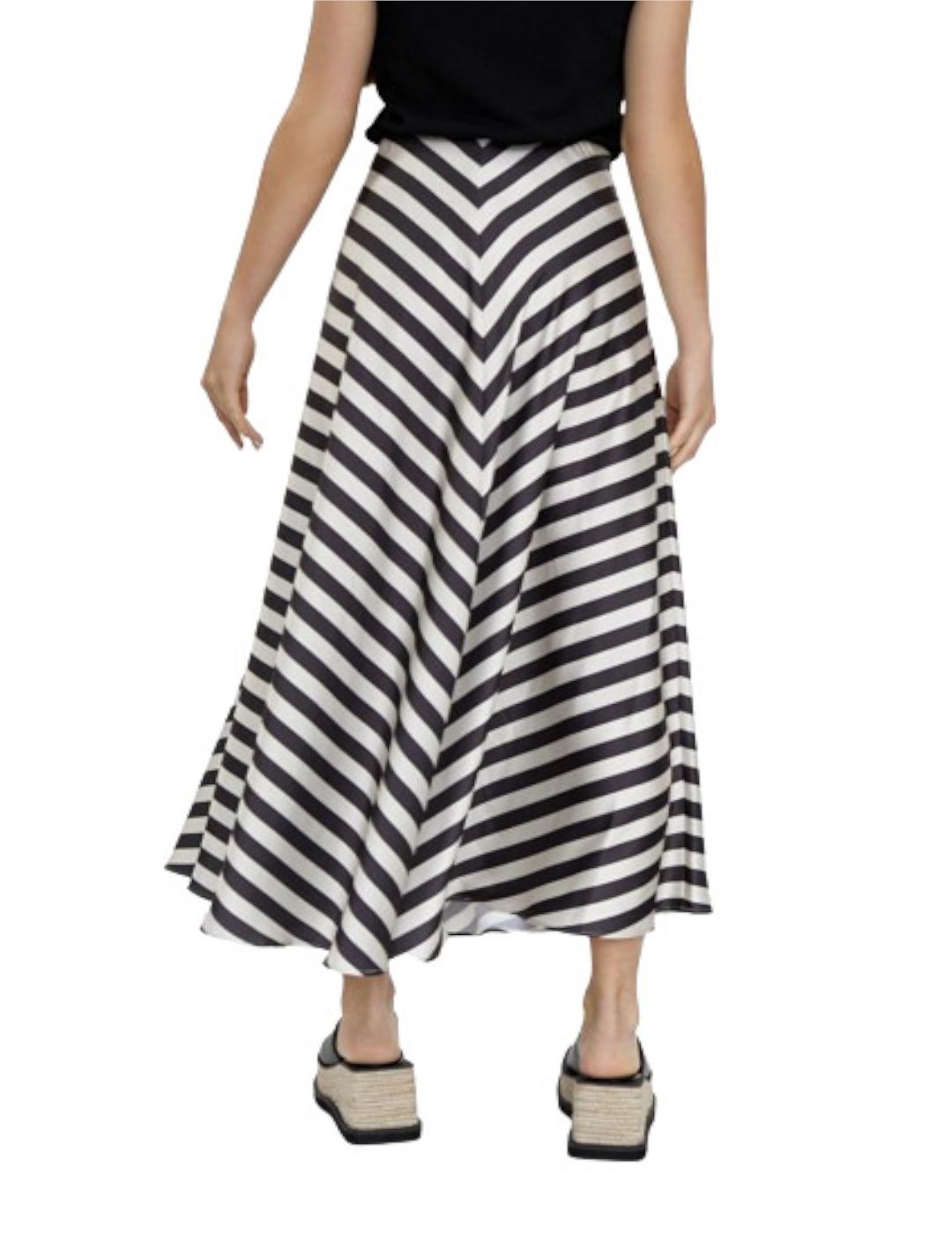 Falda LC midi rayas negro-blanco
