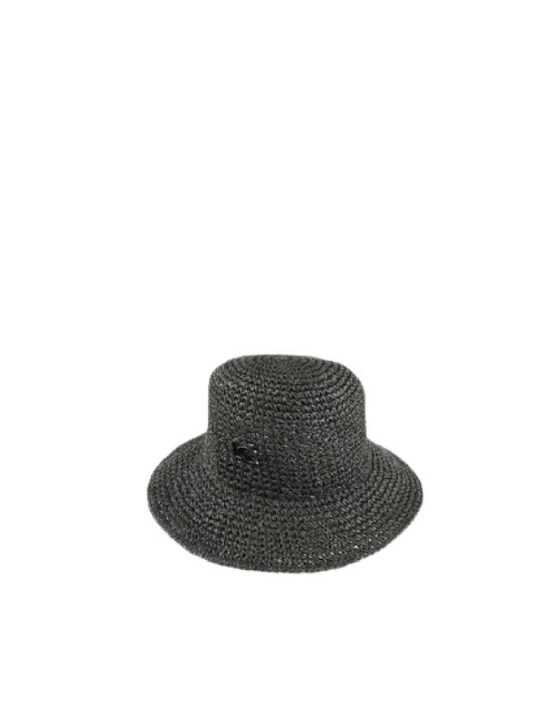 Sombrero LC efecto rafia crochet negro